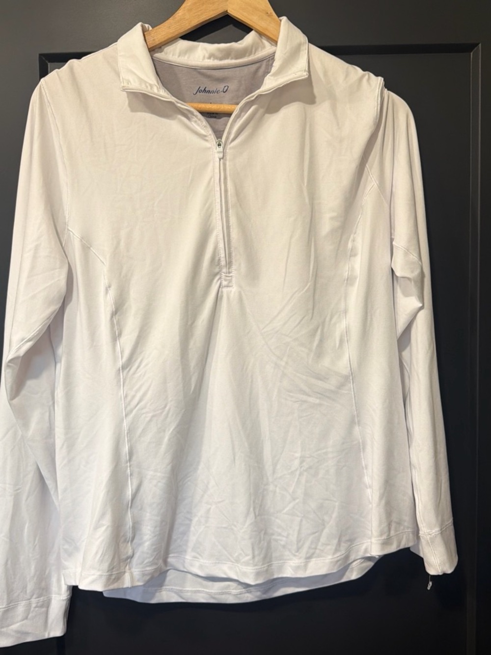 johnnie-O White Long-Sleeve Quarter Zip Pullover